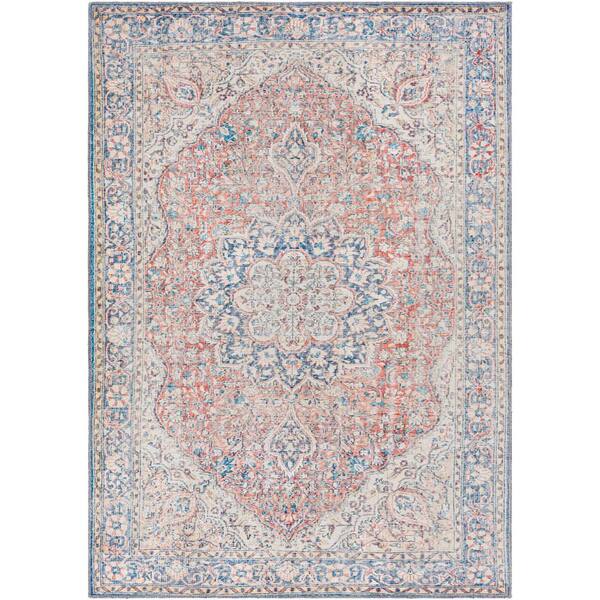 Livabliss Kildonan Navy/Red 8 ft. x 10 ft. Indoor Machine-Washable Area Rug