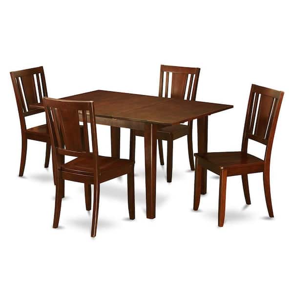 East West Furniture 5-Piece Mahogany Finish Solid Wood Top - Dining Room Set - Seats 4