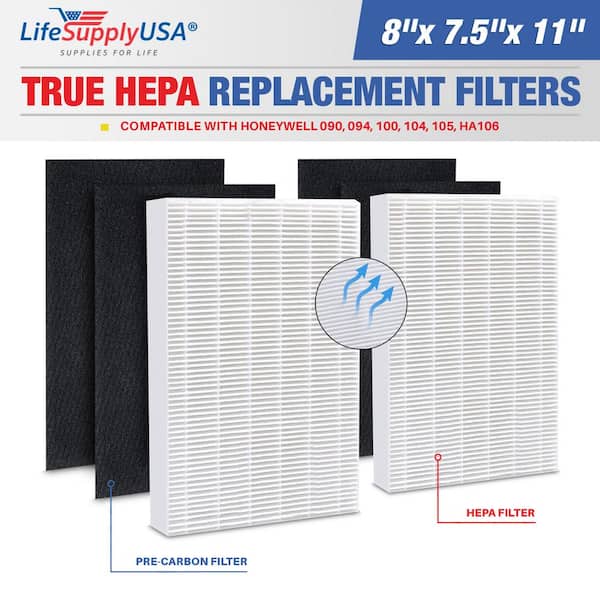 LifeSupplyUSA Complete Filters Set (2 True HEPA Replacement and 4 Carbon Filters) Compatible with Honeywell