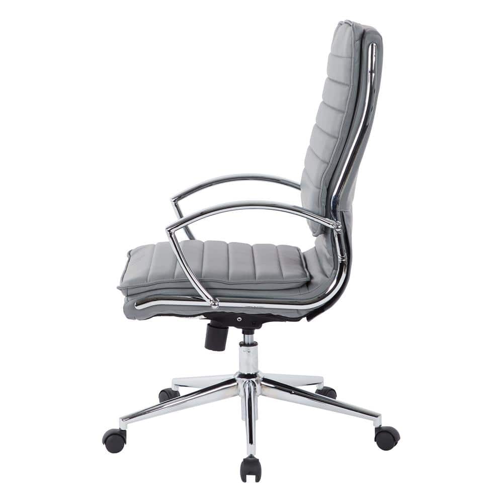 Charcoal High Back Executive Leather Swivel Chair with Metal Accents