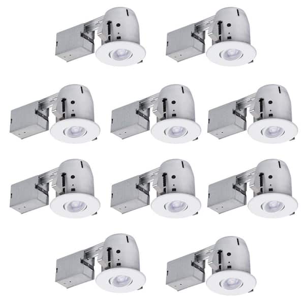 Globe Electric 4 in. White IC Rated Dimmable Round Recessed Lighting Kit, LED Bulbs Included (10-Pack)