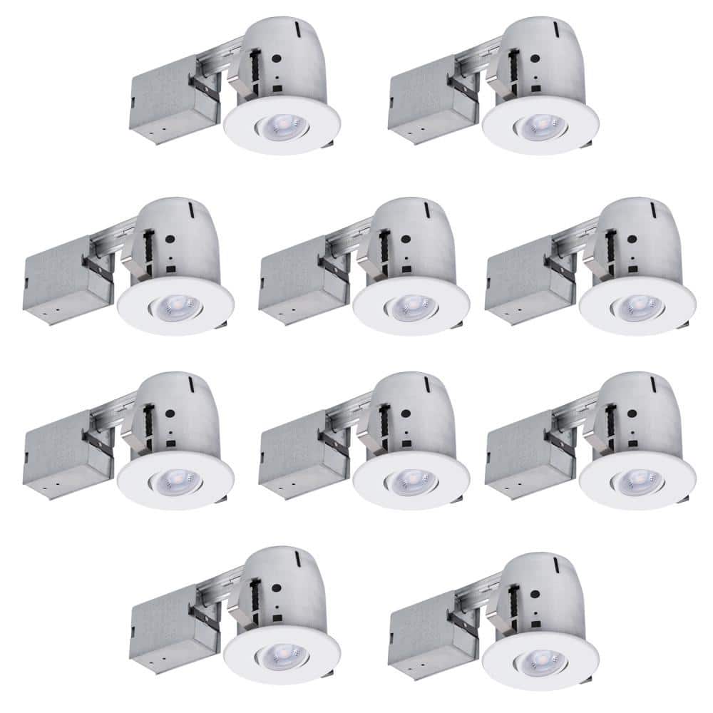 4 in. White IC Rated Dimmable Round Recessed Lighting Kit, LED Bulbs Includ