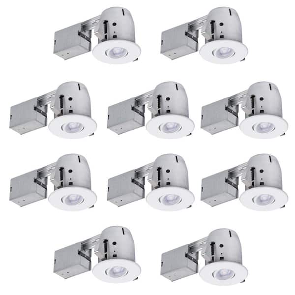 Globe Electric 4 in. White IC Rated Dimmable Round Recessed Lighting Kit, LED Bulbs Included (10-Pack)