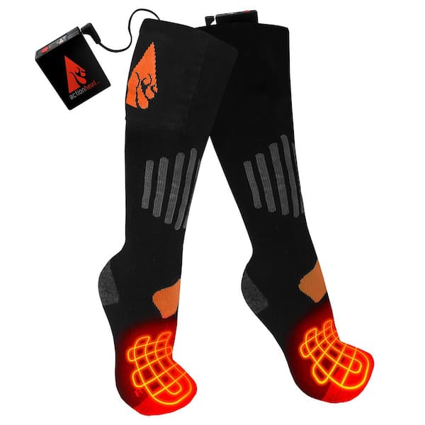 ACTIONHEAT Unisex Large/X-Large Black Wool 3.7V Rechargeable Heated Socks