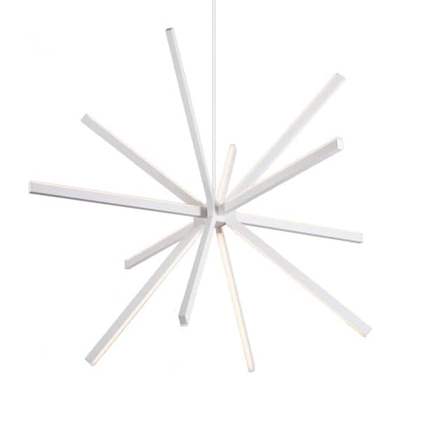 KUZCO Sirius 67-Watt 56 in. 12-Light Integrated LED White Chandelier