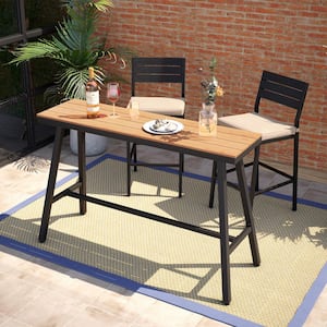 55.11 in. Metal Outdoor Terrace Trapezoid Bar Height Dining Table in Brown