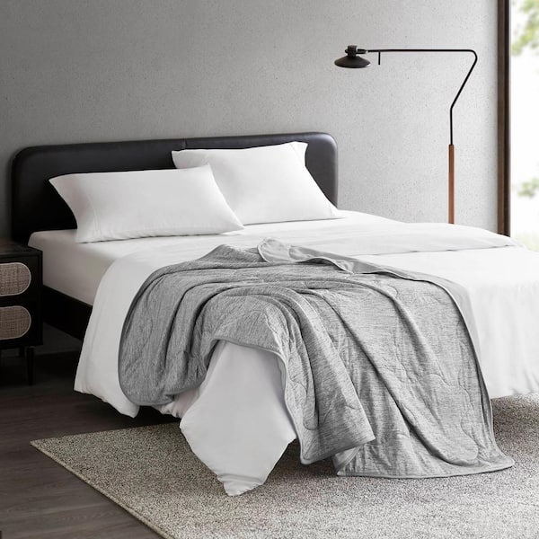 SHARPER IMAGE Cooling Touch Grey 50 in. x 60 in. Down Alternative Throw Blanket