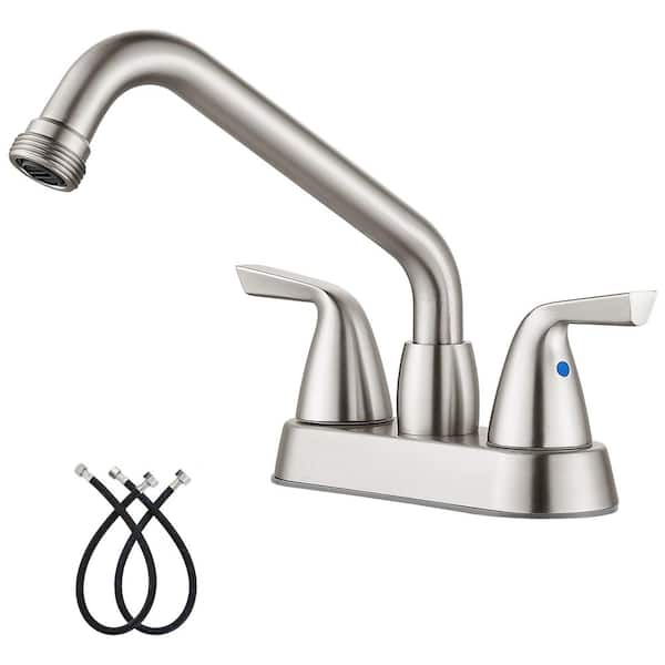 Laundry Sink Faucet in Brushed Nickel 9.65 in. H x 9.45 in. W x 3.23 in. D Swivel Spout Dual Handle Easy Install