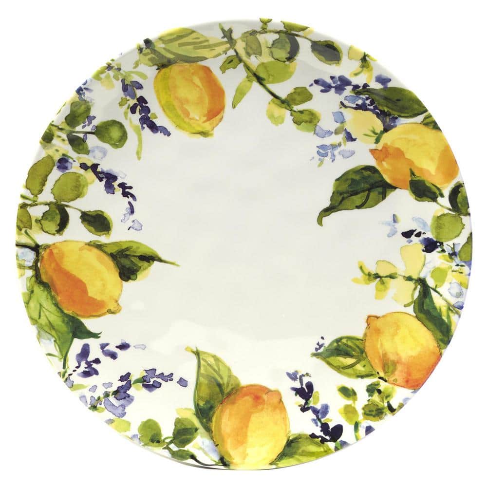 Lemon Zest Multicolor Melamine Dinner Plates Set of 6