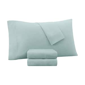 Super-Soft 3-Piece Pale Green Solid Polyester Twin Washed Cooling Sheet Set