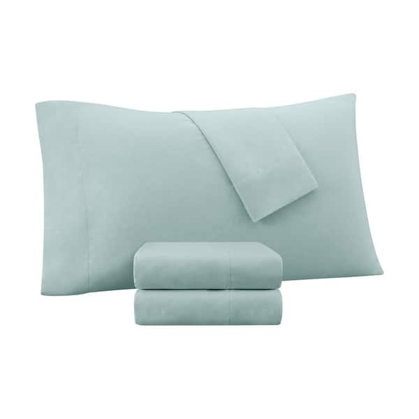 Serta Super-Soft 3-Piece Pale Green Solid Polyester Twin Washed Cooling Sheet Set