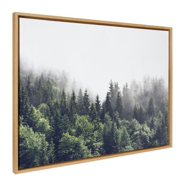 Kate and Laurel Sylvie Lush Green Forest On A Foggy Day by the Creative Bunch Studio Framed Art Print 28 in. x 38 in.
