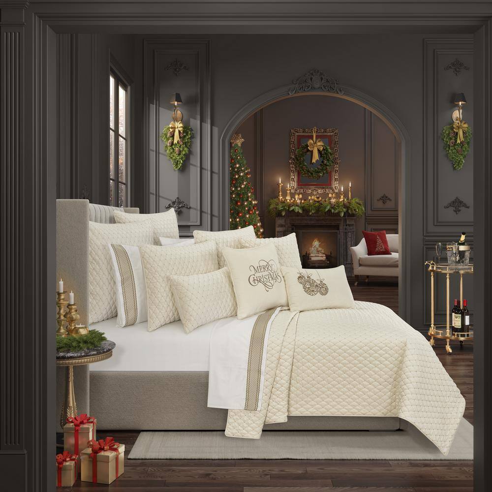 Gabriel Winter White Quilted Boudoir Decorative Throw Pillow