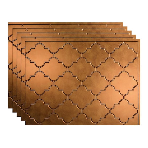 Fasade 18.25 in. x 24.25 in. Monaco Vinyl Backsplash Panel in Antique Bronze (5-Pack)