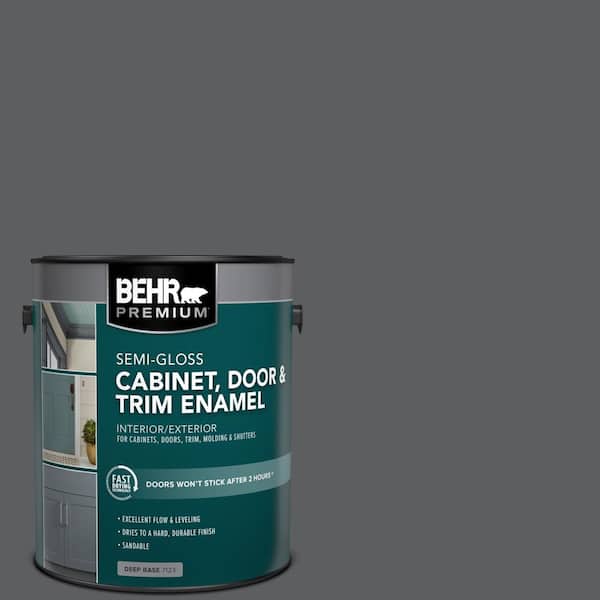 BEHR PREMIUM 1 gal. #N500-6 Graphic Charcoal Semi-Gloss Enamel Interior/Exterior Cabinet, Door & Trim Paint