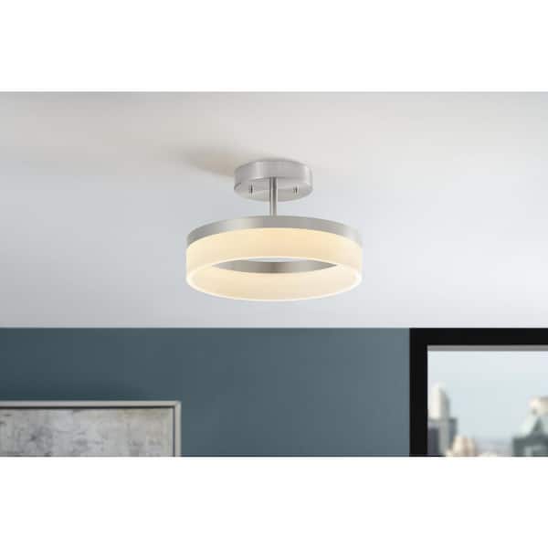 Kipling 13.78 in. Brushed Nickel LED Semi Flush Mount
