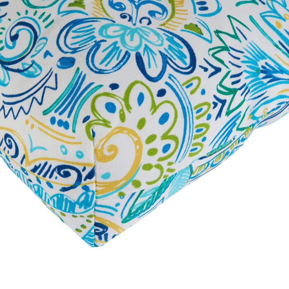 Baltic Paisley Plush Square Outdoor Chair Cushion Pair