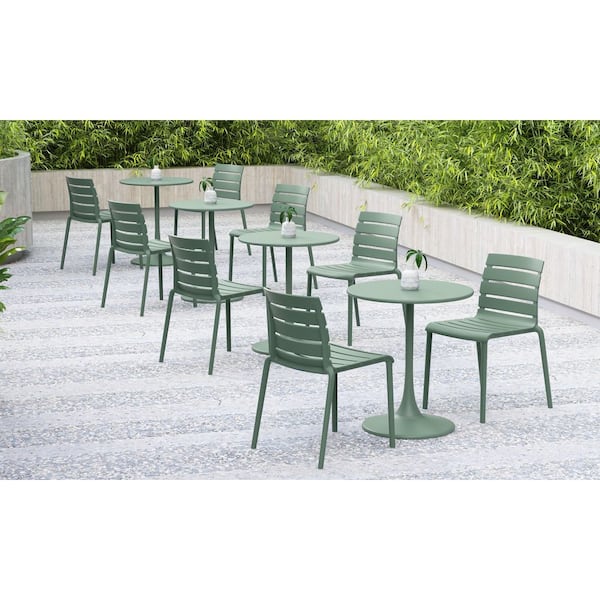 Rylan Aloe Green Stackable Plastic Chair for Indoors or Outdoors Set of 4