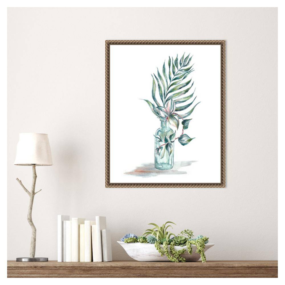 16"x20" Island Tropics Frond in Bottle I Canvas Print with Bronze Frame
