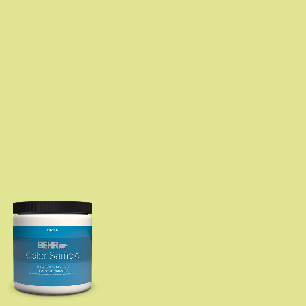 BEHR PREMIUM PLUS 8 oz. #410A-3 Honeydew Satin Enamel Interior/Exterior ...