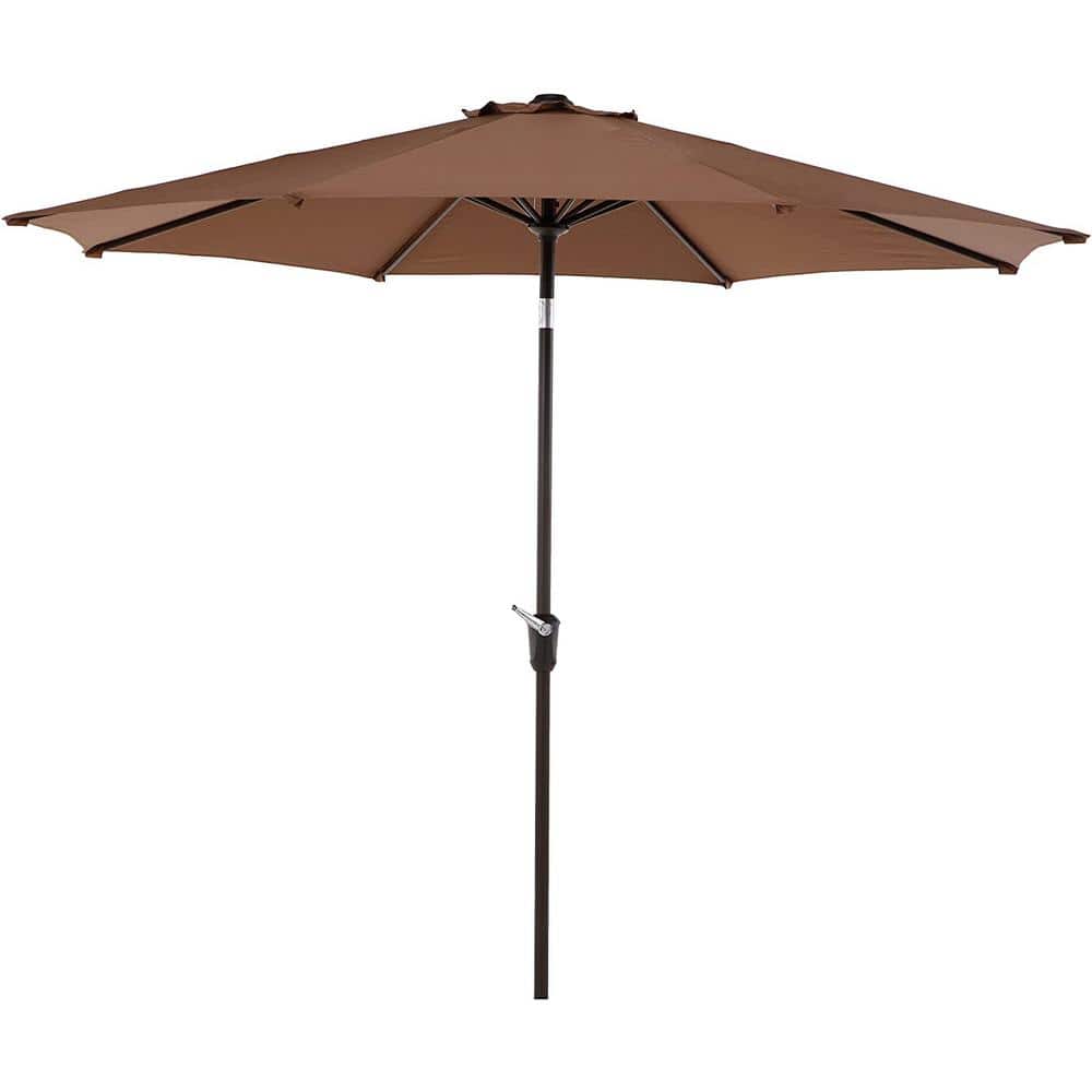 Coffee 9ft Aluminum Market Crank and Tilt Patio Umbrella