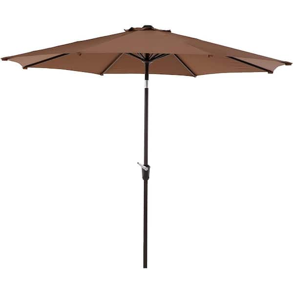 Unbranded Coffee 9ft Aluminum Market Crank and Tilt Patio Umbrella