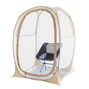 40 in. x 40 in. x 62 in. Beige Instant Pop Up Bubble Tent, Shelter Rain Camping Tent, Waterproof, Cold Protection, Clear