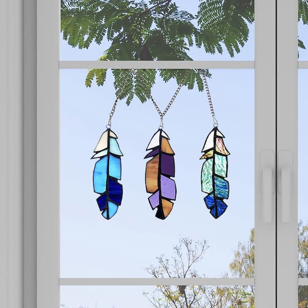 Stained Glass Eagle Feathers-Set of two in top gift box