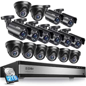 16-Channel 5Mp-Lite 2TB DVR Security Camera System with 8 Wired Bullet Cameras and 8-Wired Dome Cameras