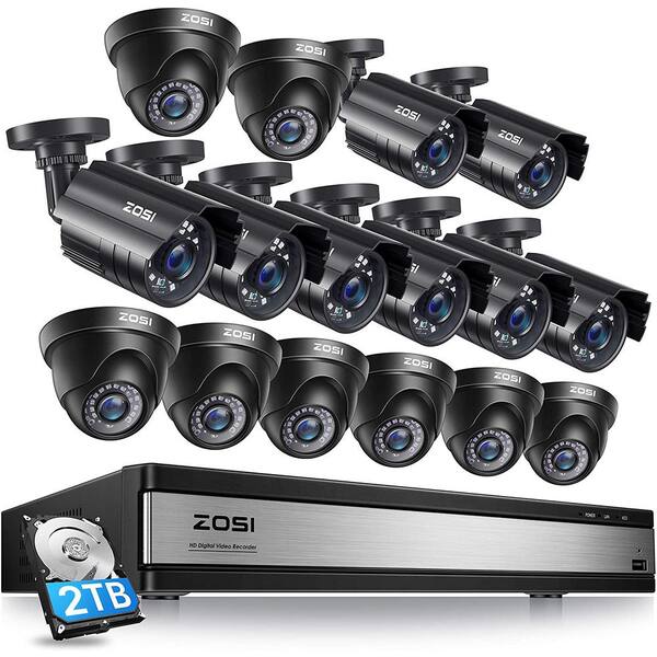 ZOSI 16-Channel 5Mp-Lite 2TB DVR Security Camera System with 8 Wired ...