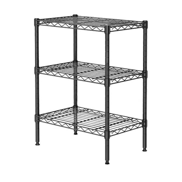 Tileon 3-Tier Iron Storage Shelving Unit, Heavy Duty Wire Shelf Height Adjustable for Living Room, Kitchen, Garage, Black