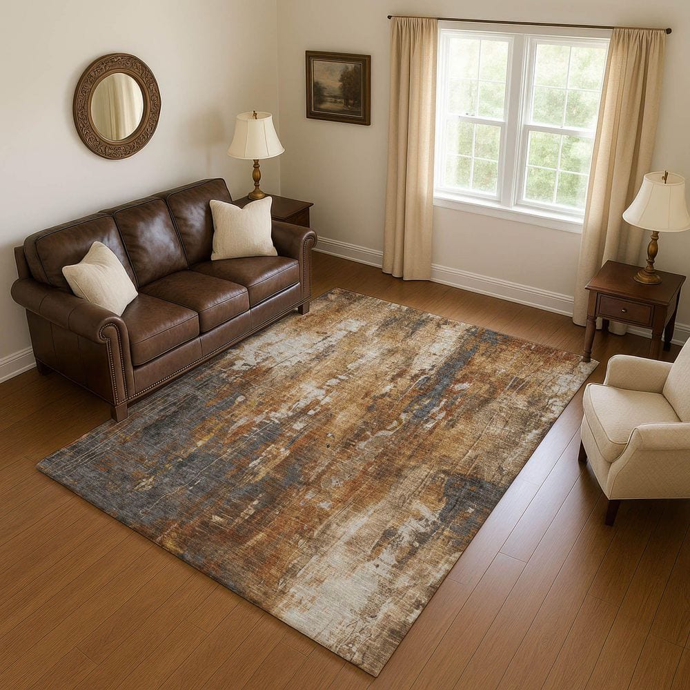 Mayfield Premium Machine Washable Abstract AMF1683 Rust 10 ft. x 14 ft. Area Rug price history on PriceWatchPro