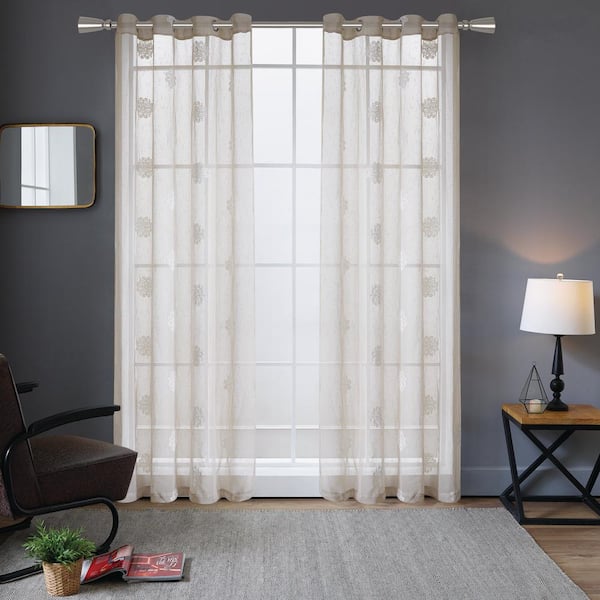 Lyndale Decor Harper Sheer Curtain 52in.Wx108in.L in Beige