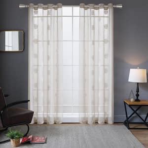 Harper 95 in. L x 52 in. W embroidery Sheer Polyester Curtain in Beige