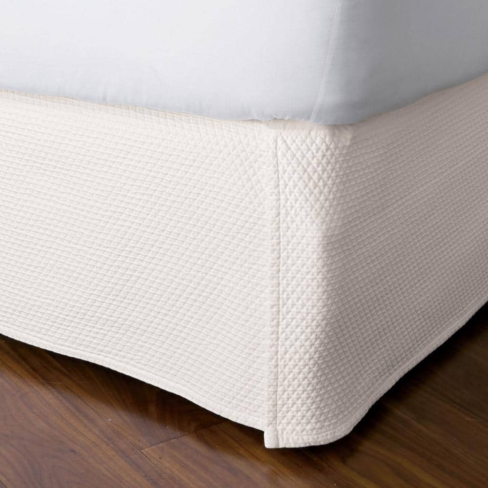 The Company Store Madelyn Matelasse 18 in. Ivory Cotton Twin Bed Skirt