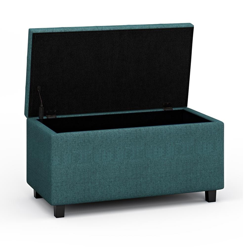 Teal Tufted Polyester Storage Footstool Ottoman