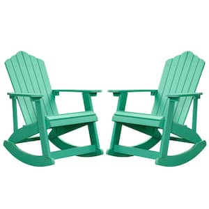 Acadia Green Outdoor Durable Plastic Rocking Adirondack Chair (2-Pack)