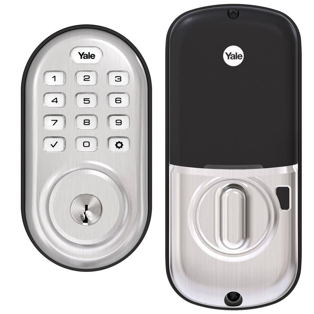 Yale Assure Lock Satin Nickel Single Cylinder Deadbolt with Push Button