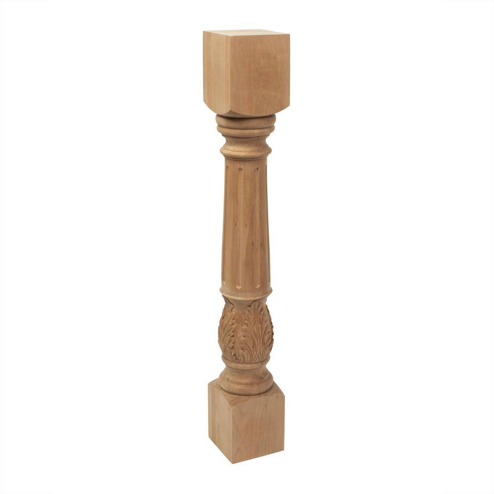Unfinished Cherry Acanthus Leaf Kitchen Island Leg 35.25"