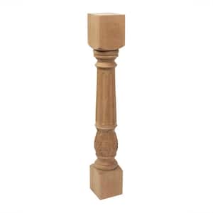 5 in. x 35-1/4 in. Unfinished North American Solid Cherry Acanthus Leaf Kitchen Island Leg
