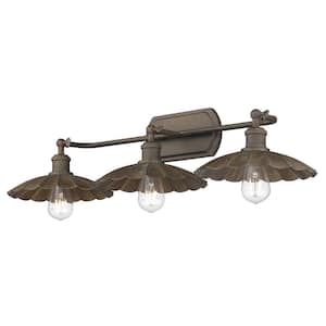 Clemence 30.88 in. 3-Light Dark Rust Vanity Light