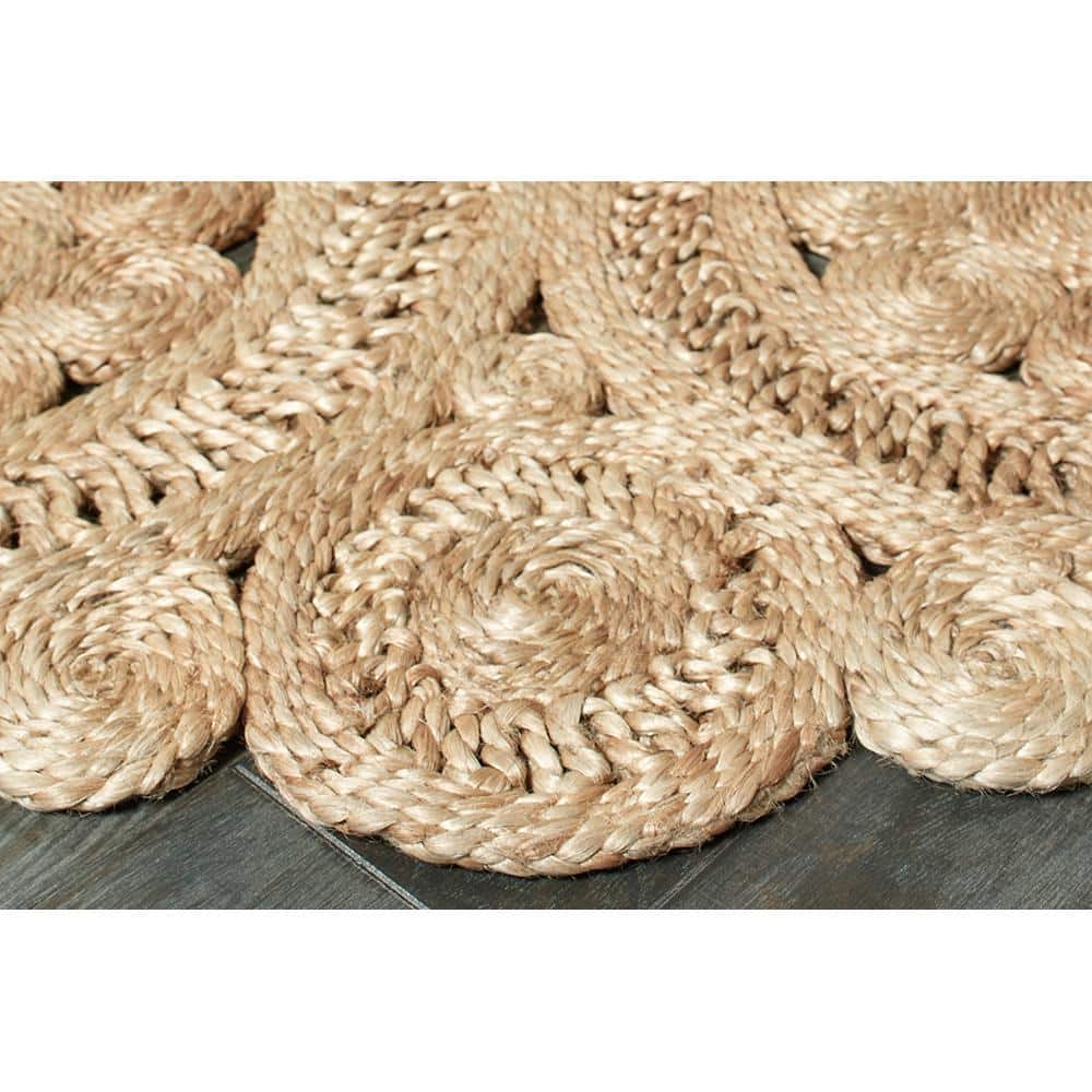 Handmade Geometric Blue Braided Round Rug, Stain-Resistant, 48"