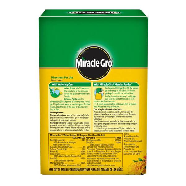 Miracle Gro Water Soluble 1 5 Lb All Purpose Plant Food 2001123 The Home Depot