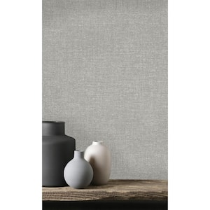 Dark Grey Plain Textured Metallic-Shelf Liner Non-Woven Non-Pasted Wallpaper (57 sq. ft.) Double Roll