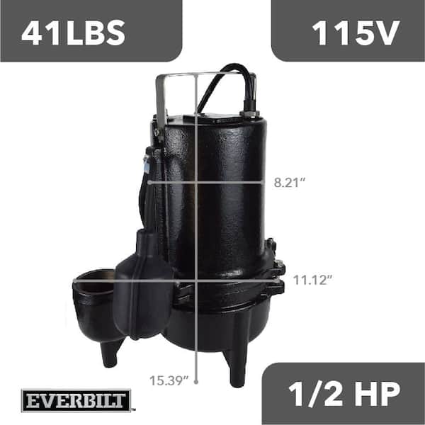 Everbilt 1/2 HP Cast Iron Sewage Ejector Pump ESE50W-HD - The Home Depot