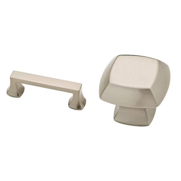 Mandara 3 in. Satin Nickel Bar Pull and 1-1/4 in. Square Knob Combo