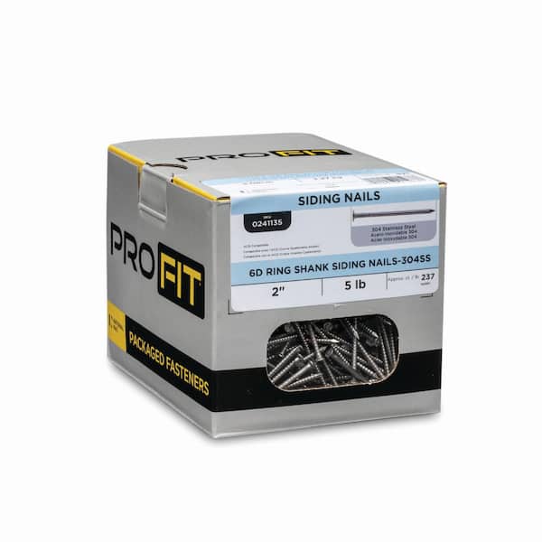 PRO-FIT 2 in. 6D 304 Stainless Steel Ring Shank Siding Nail 5 lbs. (1185-Count)