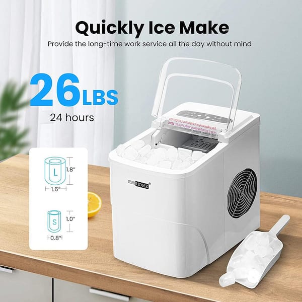 Costway White Portable Compact Electric Ice Maker Machine Mini Cube 26lb/Day