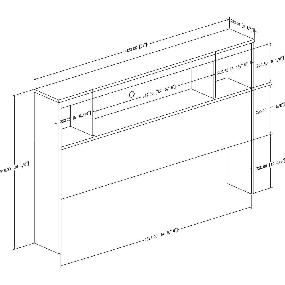 South Shore Spark Full White Bookcase Headboard with Storage