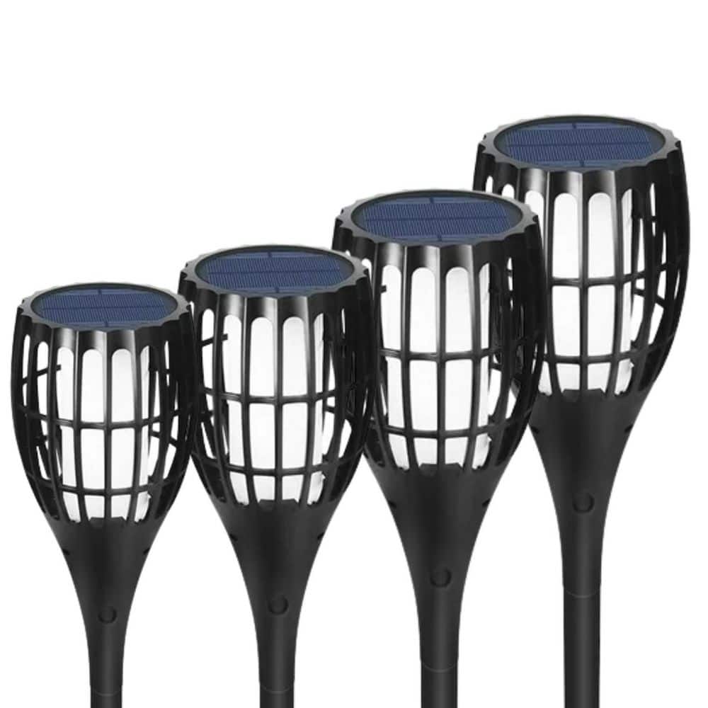 43 in. Flickering Flames Torch Light Black Plastic Solar Garden Landscape Lighting Dusk to Dawn Auto 4-Pack price history on PriceWatchPro